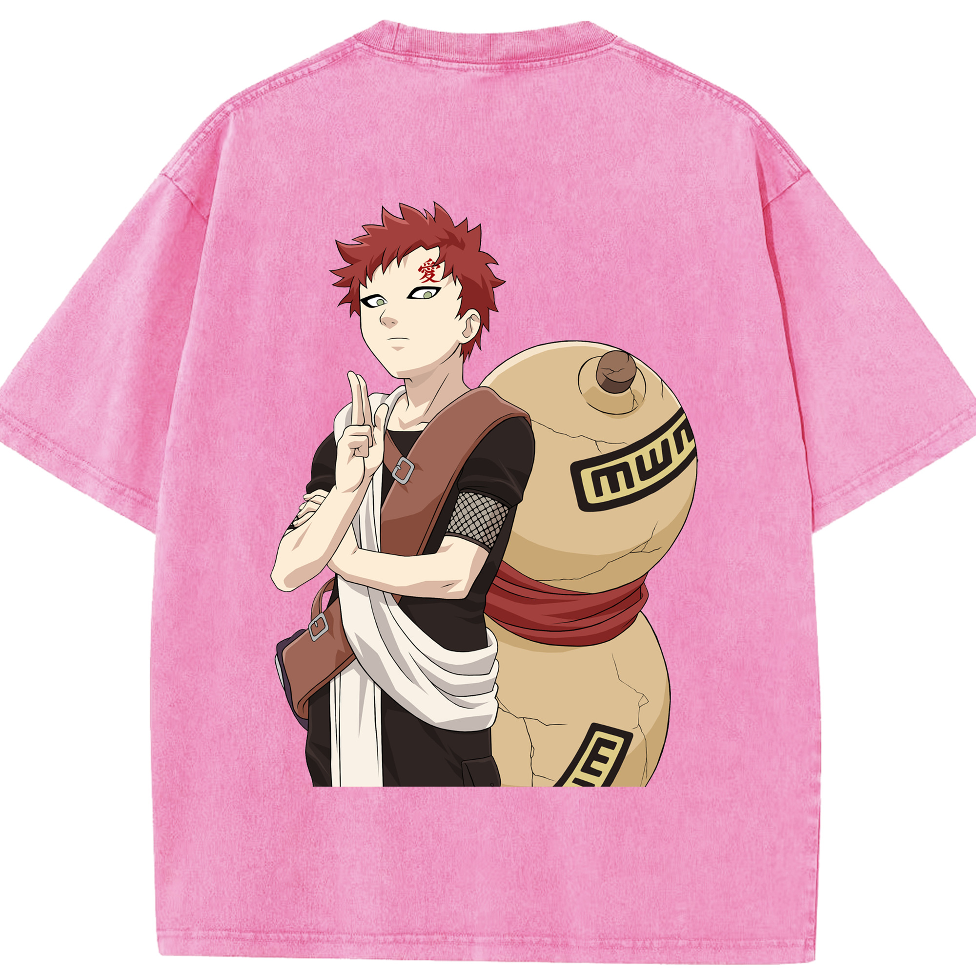 （画像用） NARUTO -ナルト- ガアラ Gaara 綿100% ヴィンテージ風 半袖Tシャツ（背面プリント）